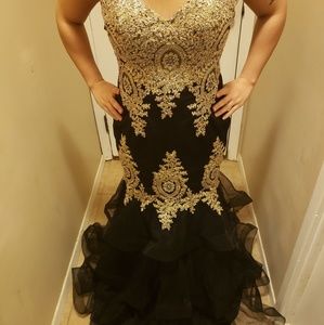 Black w/ gold prom dress jeweled design